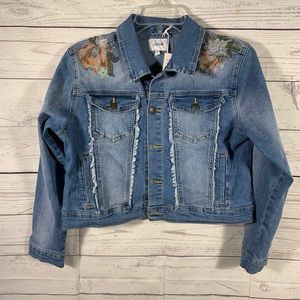 Joes girls denim Jean jacket floral embroidery